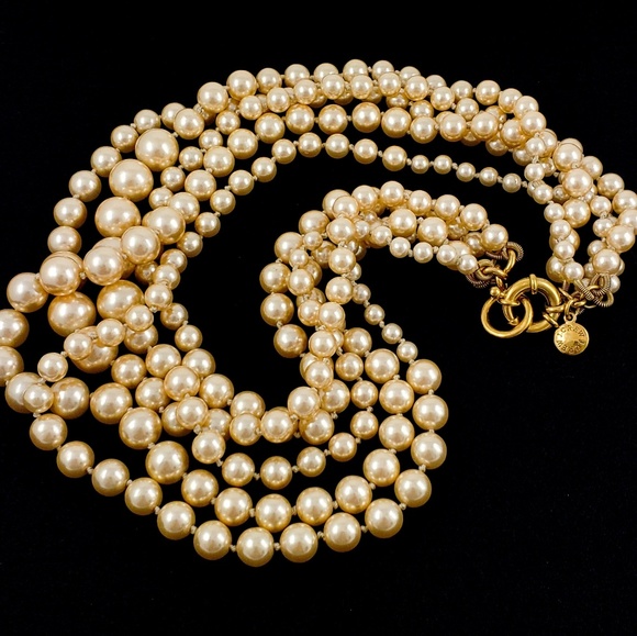 J. Crew Twisted Hammock Pearl Necklace Champagne - Picture 2 of 8
